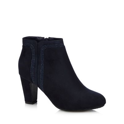 Good for the Sole Navy sparkle wide fit ankle heel boots